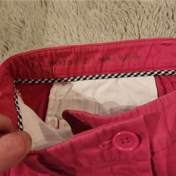 Talbots Perfect Skimmer Cropped Pants Womens Size 2 Pink Capris - Picture 4 of 7